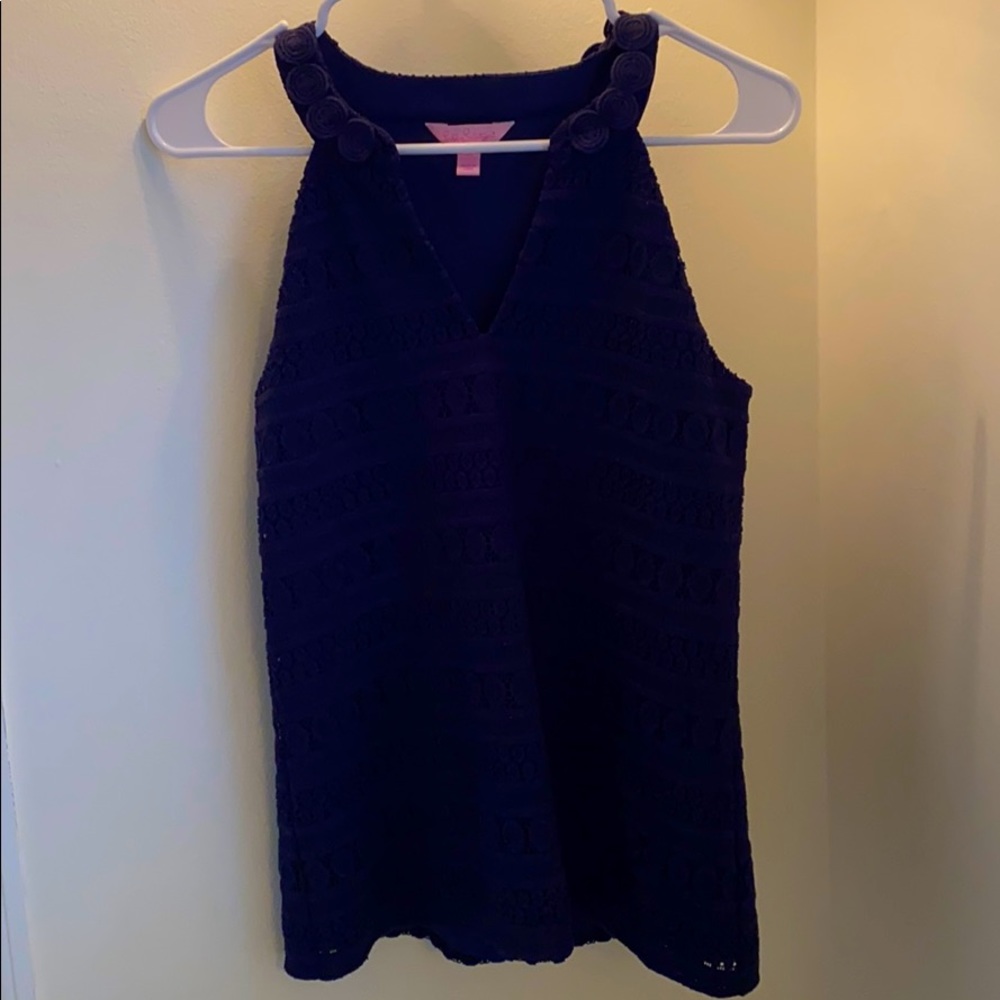 Lilly navy crochet top